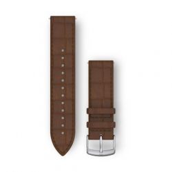 Ремешок Garmin Quick Release Band, 20 мм, Dark Brown Embossed Italian Leather with Silver Hardware