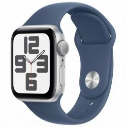 Умные часы Apple Watch Series SE Gen 2 44 мм Aluminium Case, Silver/Denim Sport Band, серебристый/деним - M/L