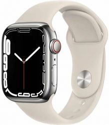 Умные часы Apple Watch Series 7 41, Silver Stainless Steel Starlight Sport Band, сияющая звезда