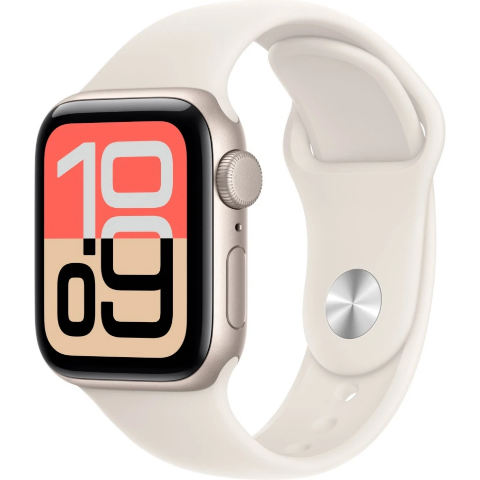 Apple Watch Series SE 3 2025 40 mm Starlight Aluminium Case, Starlight Sport Band S/M (Бежевый)