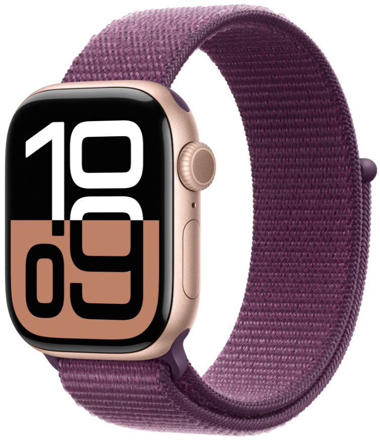 Умные часы Apple Watch Series 10 GPS, 42mm Rose Gold Aluminium Case with Plum Sport Loop