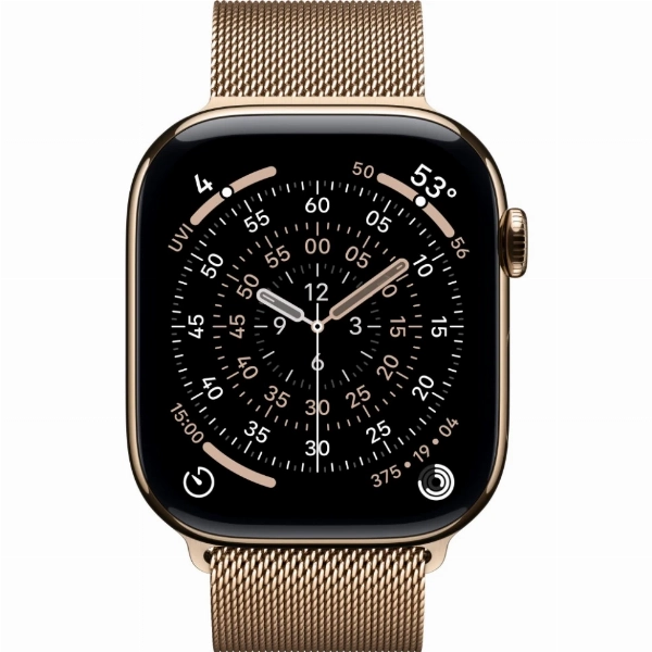 Apple Watch Series 11 46 мм, Gold Titanium Case, Gold Milanese Loop