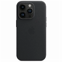 Apple iPhone 14 Pro Leather Case, Midnight, черный
