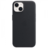 Apple iPhone 14 Plus Leather Case, Midnight, черный