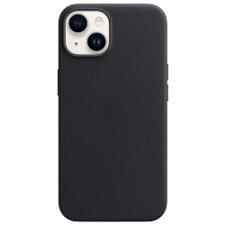 Чехол Apple iPhone 14 Plus Leather Case, Midnight, черный