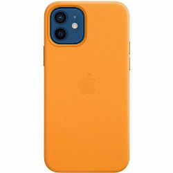 Чехол Apple iPhone 12 /12 Pro Leather Case, California Poppy, оранжевый