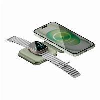 Беспроводное зарядное устройство EnergEA Bazic GoMag Trio Plus 15W, Sage, зеленый