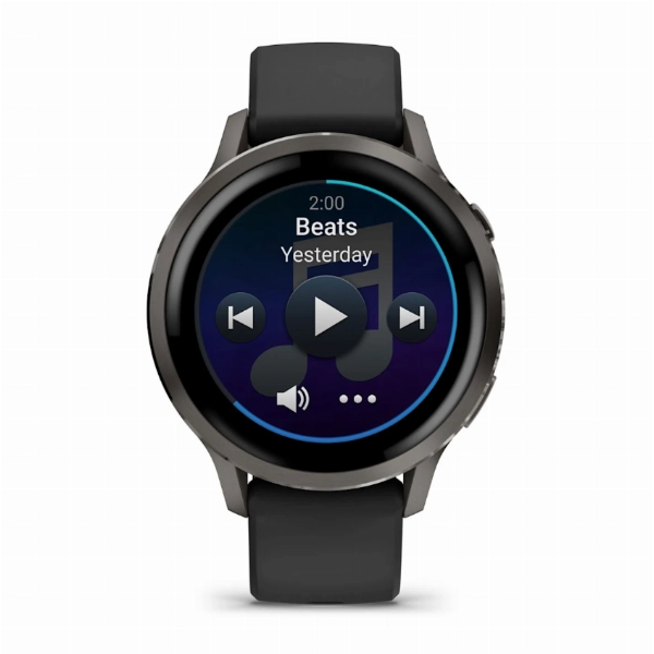 Garmin Venu 4 45mm Slate with Black Silicone Band, черный
