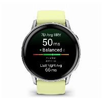 Garmin Venu 4 45mm Silver Bezel with Citron Silicone Band, серебристый