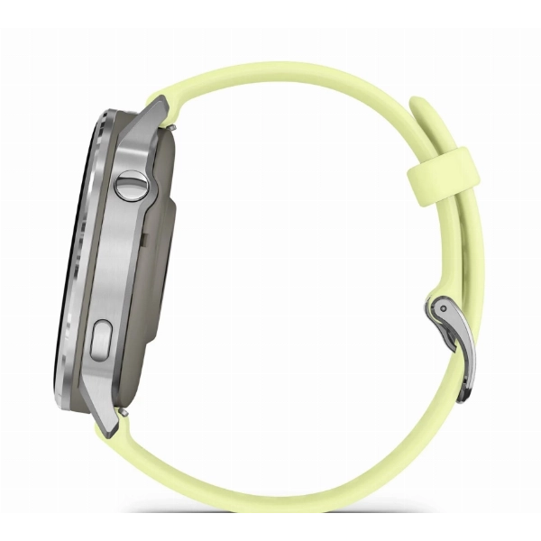Garmin Venu 4 45mm Silver Bezel with Citron Silicone Band, серебристый