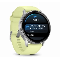 Garmin Venu 4 45mm Silver Bezel with Citron Silicone Band, серебристый