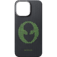 Чехол 16 Pro Max Pitaka Aries Tactile Woven case, Alien, черный/зеленый