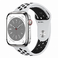 Ремешок Apple Nike Sport Band, 45 мм, Pure Platinum/Black, белый/черный