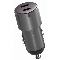 Автомобильное зарядное устройство EnergEa AluDrive D60, USB-C + USB-С, 66 Вт, Gunmetal, металлический