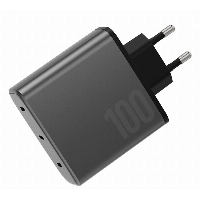 Сетевое зарядное устройство EnergEA AmpCharge GaN100 3C, PD, PPS, QC3.0, 100W, Gunmetal, металлический