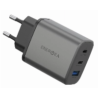Сетевое зарядное устройство EnergEA AmpCharge GaN65 2xUSB-C + USB-A, PD, PPS, QC3.0, 65W, Gunmetal, металлический