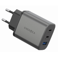 Сетевое зарядное устройство EnergEA AmpCharge GaN65 2xUSB-C + USB-A, PD, PPS, QC3.0, 65W, Gunmetal, металлический