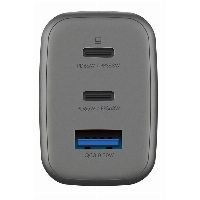 Сетевое зарядное устройство EnergEA AmpCharge GaN65 2xUSB-C + USB-A, PD, PPS, QC3.0, 65W, Gunmetal, металлический