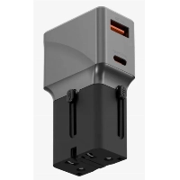 Сетевое зарядное устройство EnergEA TravelWorld Adapter 25, 1USB-C/1USB-A, 25W, Gunmetal, металлический