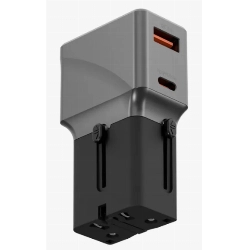 Сетевое зарядное устройство EnergEA TravelWorld Adapter 25, 1USB-C/1USB-A, 25W, Gunmetal, металлический