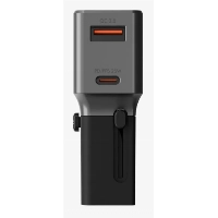 Сетевое зарядное устройство EnergEA TravelWorld Adapter 25, 1USB-C/1USB-A, 25W, Gunmetal, металлический