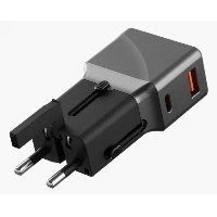 Сетевое зарядное устройство EnergEA TravelWorld Adapter 25, 1USB-C/1USB-A, 25W, Gunmetal, металлический