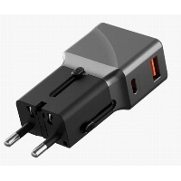 Сетевое зарядное устройство EnergEA TravelWorld Adapter 25, 1USB-C/1USB-A, 25W, Gunmetal, металлический