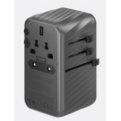Сетевое зарядное устройство EnergEA TravelWorld Adapter GaN120, 3USB-C/1USB-A, 120W, Gunmetal, металлический