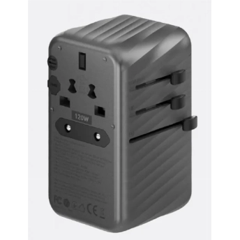 Сетевое зарядное устройство EnergEA TravelWorld Adapter GaN120, 3USB-C/1USB-A, 120W, Gunmetal, металлический