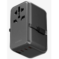 Сетевое зарядное устройство EnergEA TravelWorld Adapter GaN85, 3USBC/1USBA, 85W, Gunmetal, металлический