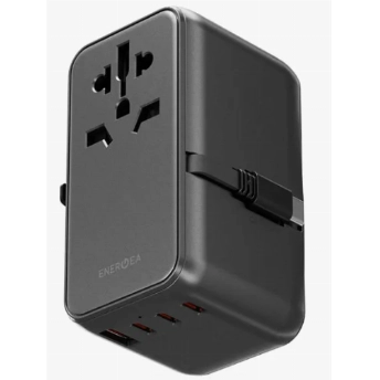 Сетевое зарядное устройство EnergEA TravelWorld Adapter GaN85, 3USBC/1USBA, 85W, Gunmetal, металлический