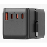 Сетевое зарядное устройство EnergEA TravelWorld Adapter GaN85, 3USBC/1USBA, 85W, Gunmetal, металлический
