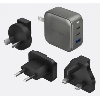 Сетевое зарядное устройство EnergEA TravelWorld GaN66 2C1A, PD, PPS, QC3.0, 66W, Gunmetal, металлический
