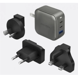 Сетевое зарядное устройство EnergEA TravelWorld GaN66 2C1A, PD, PPS, QC3.0, 66W, Gunmetal, металлический