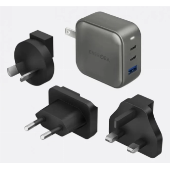 Сетевое зарядное устройство EnergEA TravelWorld GaN66 2C1A, PD, PPS, QC3.0, 66W, Gunmetal, металлический