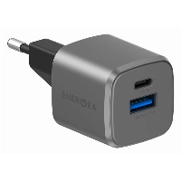 Сетевое зарядное устройство EnergEA AmpCharge GaN20 1C1A , PD, QC3.0, 20W, Gunmetal, металлический