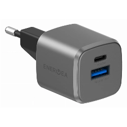 Сетевое зарядное устройство EnergEA AmpCharge GaN20 1C1A , PD, QC3.0, 20W, Gunmetal, металлический