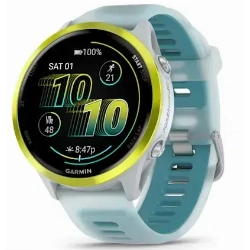 Умные часы Garmin Forerunner 570, 47 мм, Amp Yellow Aluminium with Translucent Whitestone/Turquoise Band