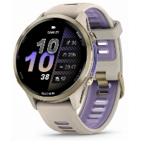 Умные часы Garmin Forerunner 970, Soft Gold Titanium French Gray/Translucent Indigo, серый/золотой