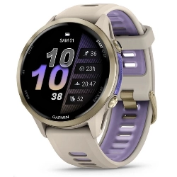 Умные часы Garmin Forerunner 970, Soft Gold Titanium French Gray/Translucent Indigo, серый/золотой