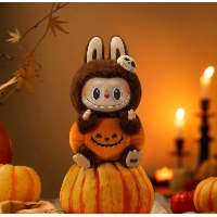 Брелок Labubu Happy Halloween Party Series, Sitting Pumpkin Vinyl Plush Pendant (Pop Mart)