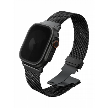 Ремешок Uniq Dante PRO Strap Mesh Steel для Apple Watch 42/41/40/38 мм, Graphite Black, черный