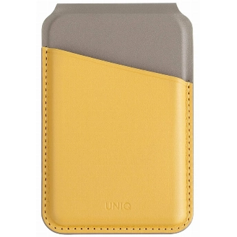 Кардхолдер-подставка Uniq LYDEN DS MagSafe, Yellow/Flint Gray, желтый/серый