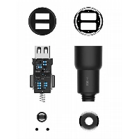 Автомобильная зарядка Xiaomi Car Charger Roidmi 3S + FM 2USB 3.4A, Black, черный