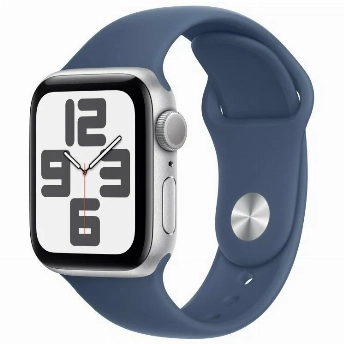 Умные часы Apple Watch Series SE Gen 2 44 мм Aluminium Case, Silver/Denim Sport Band, серебристый/деним - S/M