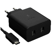 Samsung Power Adapter 50w Duo + cable, Black, черный