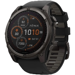 Умные часы Garmin Fenix 8, 51 мм, Solar Sapphire Carbon Gray DLC Titanium Black / Pebble Gray