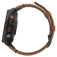 Garmin Fenix 8 Pro, 47 мм, AMOLED Sapphire Carbon Grey DLC Titanium/Chestnut Leather Band + Pabble gray silicone