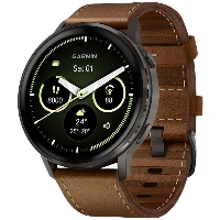 Garmin Venu 4 45mm Slate/Black with Brown Leather Band, коричневый