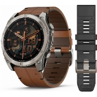 Умные часы Garmin Fenix 8, 51 мм, AMOLED Sapphire Bare Titanium / Black / Chestnut Leather Band + Grapphite Silicone Band